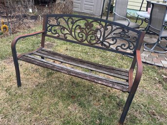 Vintage Metal And Wood Bench