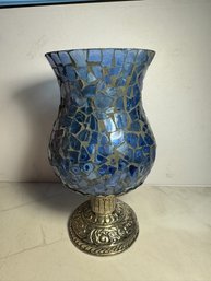 Stained Glass Style Blue Candle Holder