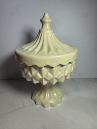 Vintage Signed Covered Footed Dish