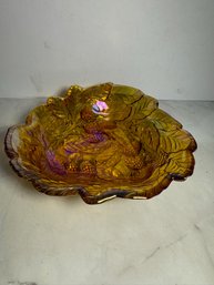 Vintage Indiana Glass Loganberry Harvest Gold Carnival Glass Bowl