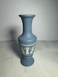 Blue And White Greek Design Glass Vintage Vase
