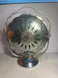 Vintage Chrome Plated Folding Todbit 3 Tier Candy Cookie Or Cake Stand