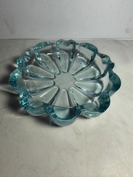 Blue Glass Vintage Flower Ashtray