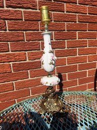 Vintage Boudoir Table Lamp: Marble Base With Applied Roses