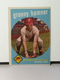Vintage 1959 Topps Baseball Card Featuring Philadelphia Phillies Infielder Granny Hamner