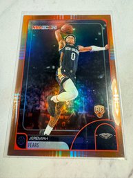 2025-26 Topps NBA Hoops Jeremiah Fears #48 Rookie Card With An Orange Foil Parallel Border