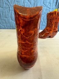 Pair Of Ceramic Pottery Boots