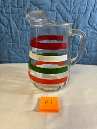 Vintage Anchor Hocking Fiesta Stripes Pitcher