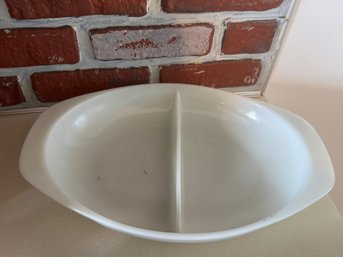 Vintage Milk Glass Divided Pyrex Dish
