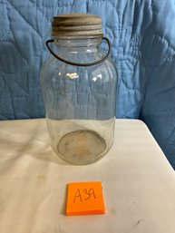 Antique Ball Handled Lidded Glass Jar