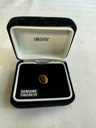 Vintage Swank Tigers Eye Tie Tack In Original Box