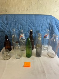 Vintage Glass Bottles Lot - Pepsi, 7Up, Nugrape & More!