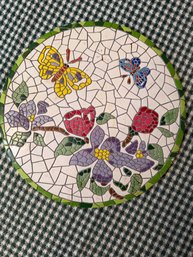 Vintage 10-inch Diameter Ceramic Mosaic Wall Tile