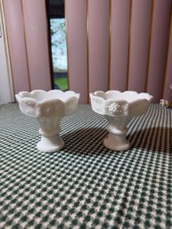 Westmoreland White Milk Glass Pair Of Two Candlesticks