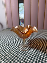 Vintage Fenton Marigold Carnival Glass Compote Candy Dish
