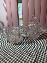Vintage Le Smith Glass Quintec Creamer & Sugar Bowl Set