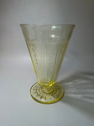 Vintage Yellow Topaz Footed Tumbler Princess Pattern By Anchor Hocking