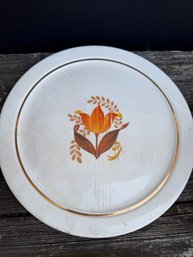 Vintage Harker Bakerite Ceramic Plate In The 'Modern Tulip' Pattern