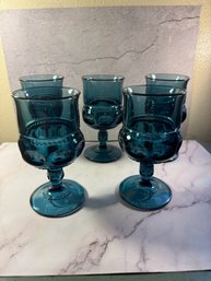 Vintage Indiana Glass King's Crown Thumbprint Footed Goblets