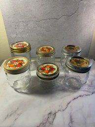 Vintage Lot Of 6 Kerr Country Kitchen Embossed Jars