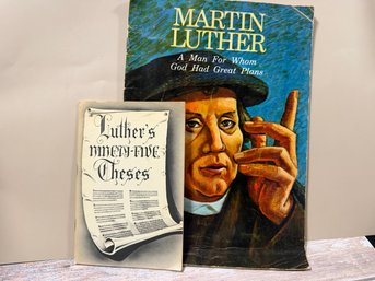 Vintage Educational Or Biographical Materials About The Protestant Reformation, Featuring A Poster Or Cover