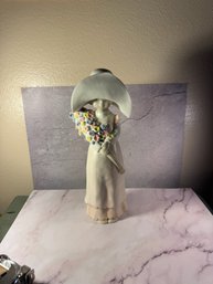 1988 Raecath Kinka Enesco 9' Figurine Girl With Hat