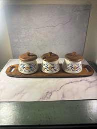 Royal Sealy Three Jars On Tray