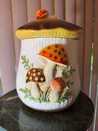 Sears Vintage Merry Mushroom Ceramic Large Cookie Canister