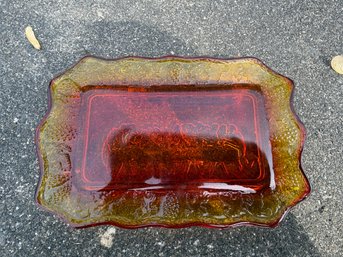 Vintage Indiana Glass Tiara Amberina The Last Supper Bread Tray