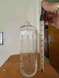 Vintage Etched Tall Vintage Glass Apothecary Jar