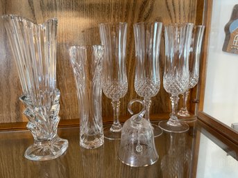 Vintage Crystal Stems And Vase Glass Lot