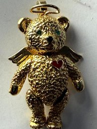 Batya Signed Vintage Articulated Bear Figural Brooch Pin