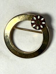 Pennsylvania Dutch Folk Enamel Vintage Circle Pin Brooch