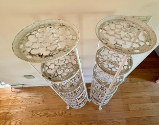 Pair Of Vintage 6 Tier Cast Iron Stands - 4 Feet Tall