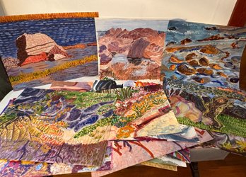 Lot Of Large Mary McCarl Unframed Water Colors