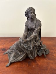 Nine Inch White Metal Statue