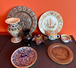 Misc Lot Including Carnival Glass And Quimper
