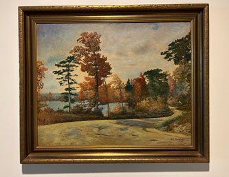 Oil On Board - Landscape Signed Brackett 1929 -20x20
