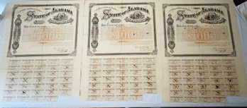 Three State Of Alabama Stock Certificates