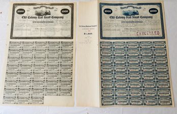 Two Old Colony Railroad Stock Certificates