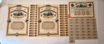 Three Early Alabama Railroad Stock Certificates