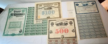 Four Southern States Railroad Stock Certificates