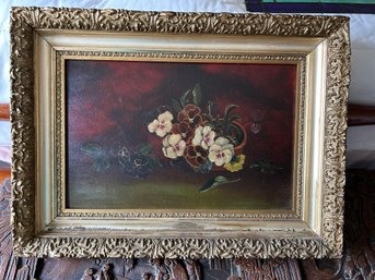 Oil On Board Of Pansies - 12x18