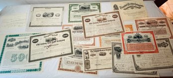 Group Of Early Stock Certificates Including Old Colony Railway