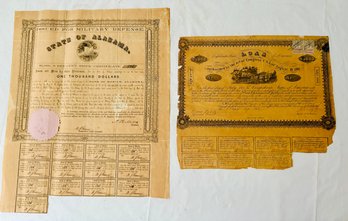 1861 Loan Certificate - 1862 Military Defense Stock Certificate