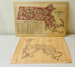 Two Maps - Massachusetts And Nahant