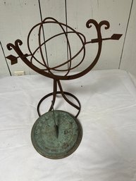 Garden Armillary, 20 Inches Tall, And Brass Sundial, 9 Inch Diameter