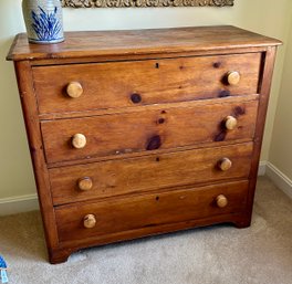 Four Drawer Pine Chest - Note: Bottom Drawer Will Need Repair - 17x38x35