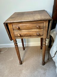 Two Drawer Refinished Antique Work Table - 18x19x29