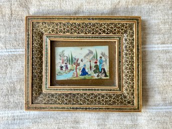 Small Framed Hand Painted Asian Style Plaque